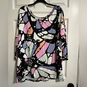 LIVE WELL active 18/20W Colorful 3/4 Sleeve Tunic